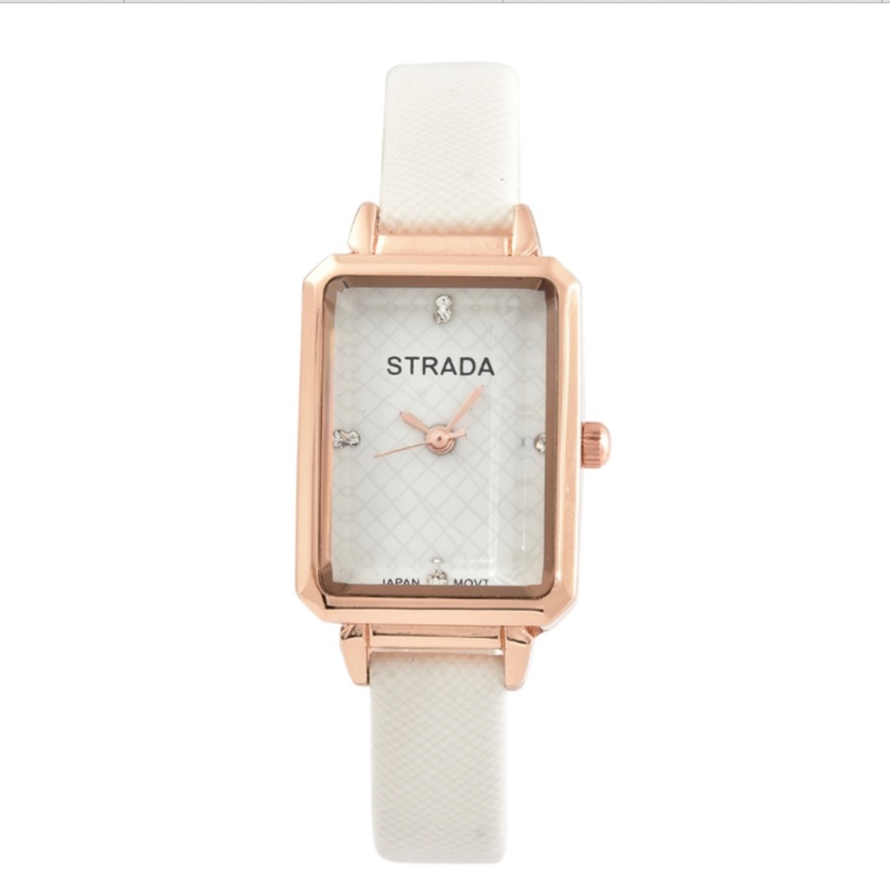 White Faux Leather Strap Watch